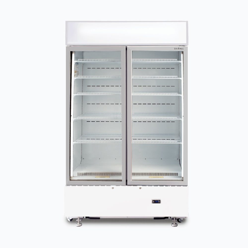 Bromic - Upright Display Fridge - 960L - 2 Doors - Flat Glass - Cassette - White