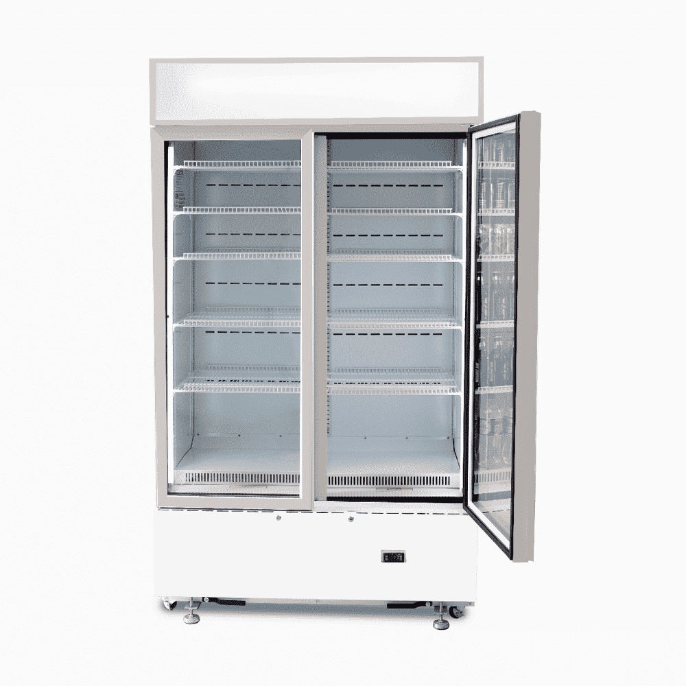 Bromic - Upright Display Fridge - 960L - 2 Doors - Flat Glass - Cassette - White
