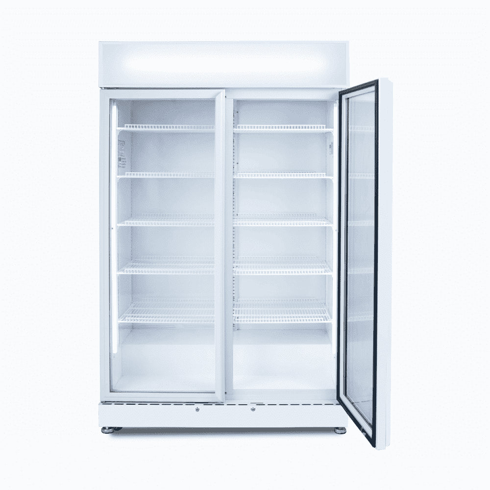 Bromic - Upright Display Fridge - 885L - 2 Doors - Flat Glass - White