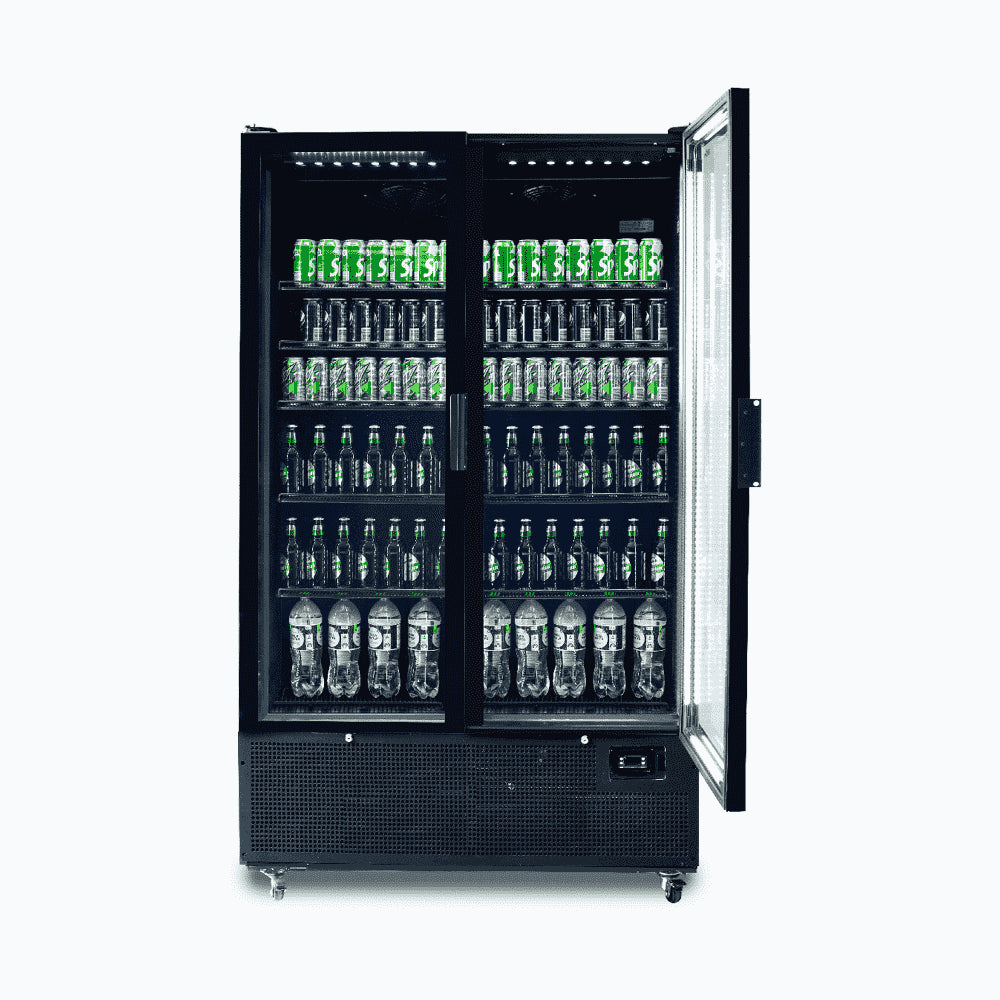 Bromic GM1100B-NR Two Flat Glass Door Upright Display Fridge 1126L