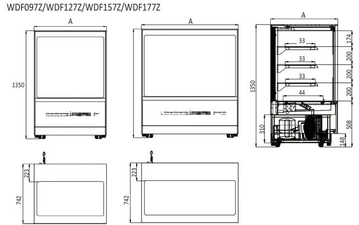 ATOSA WDF127Z Square Cake Showcase 4 Tier 505L 1200mm