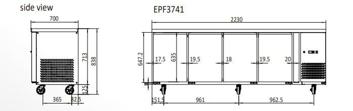 Atosa f Two Door Glass Under Bench Fridge 560L 2230(W)