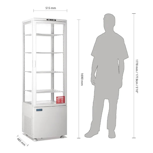 Polar C-Series Energy Efficient Curved Door Display Fridge White 235Ltr - Width: 515mm. 375W