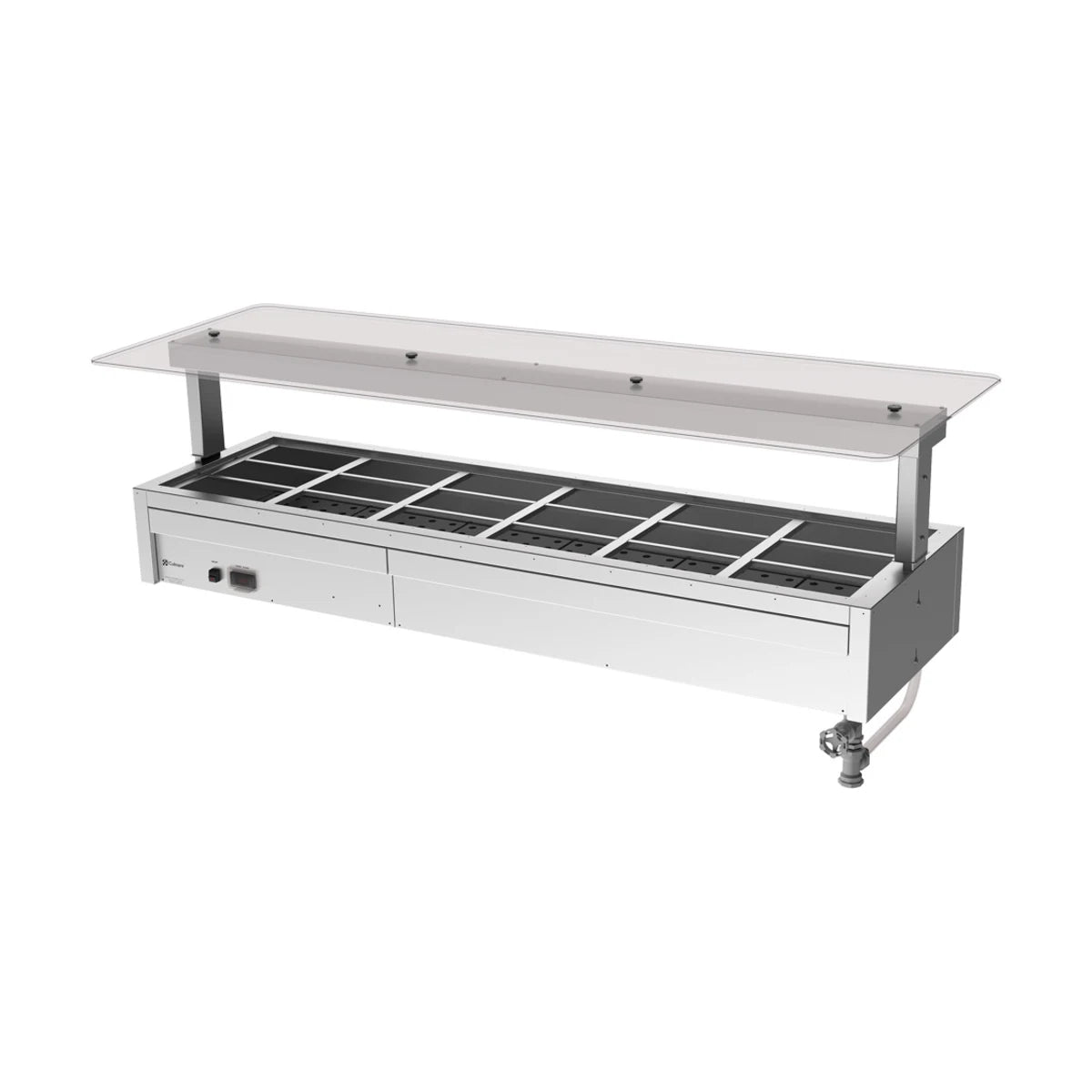 Culinaire Under Bench Counter Line Bain Marie With Flat Glass Gantry CH.BMC.U.GSF.6