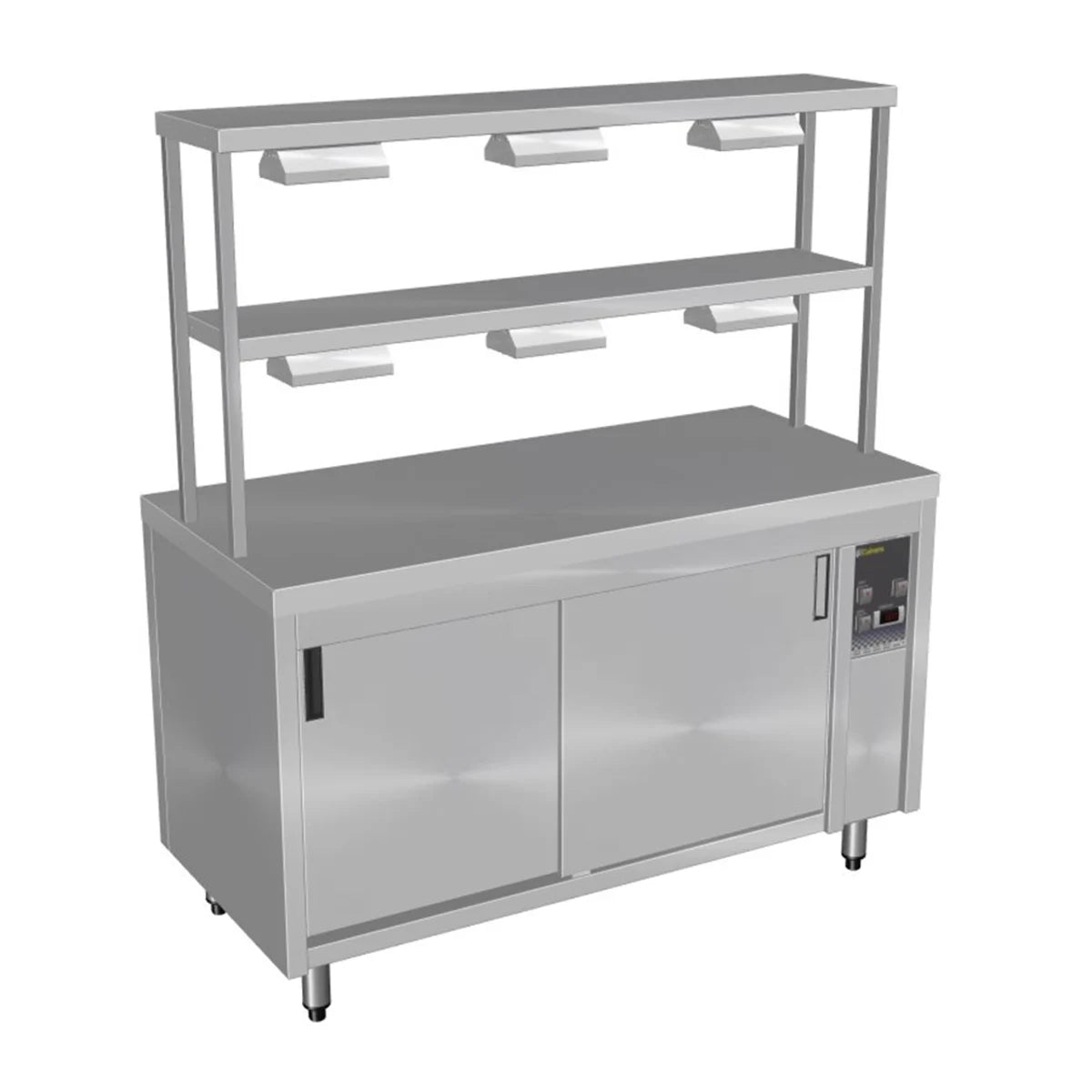 Culinaire Island Hot Cupboard with Double Gantry and Heat Lamps