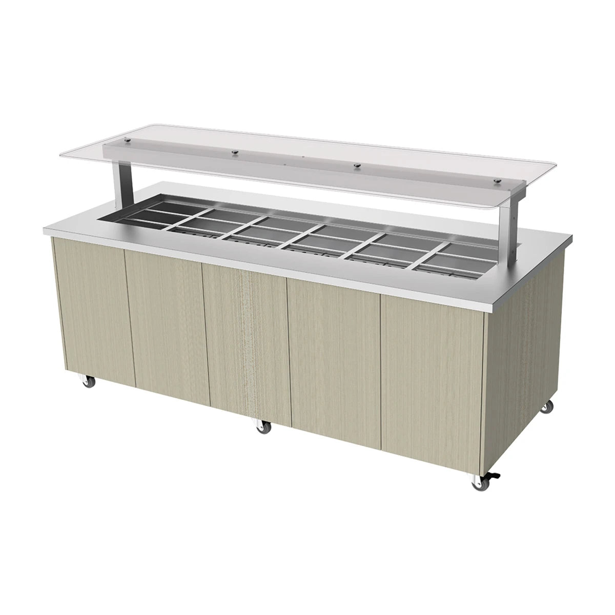 Culinaire Heated Mobile Island Buffet - Stainless Steel Top and Joinery Panels Island Buffet - Flat