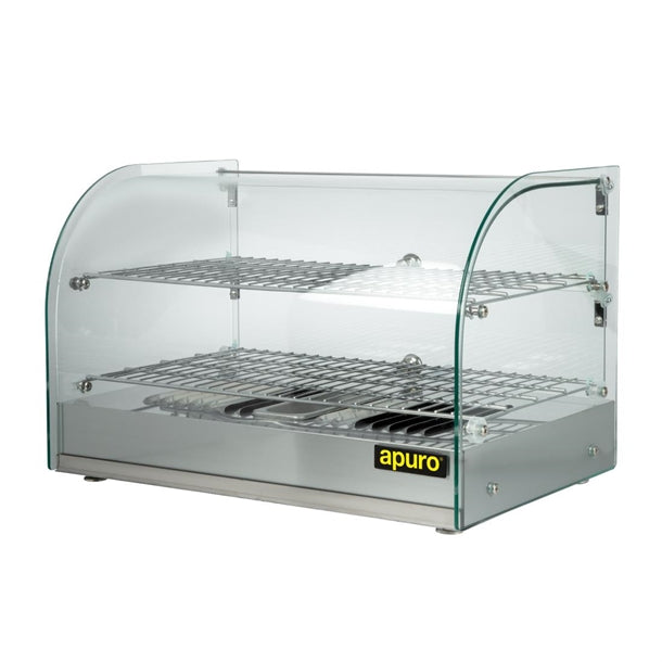 Apuro Countertop Heated Food Display 554mm Width - 800W. 2 Tier. Capacity: 45Ltr