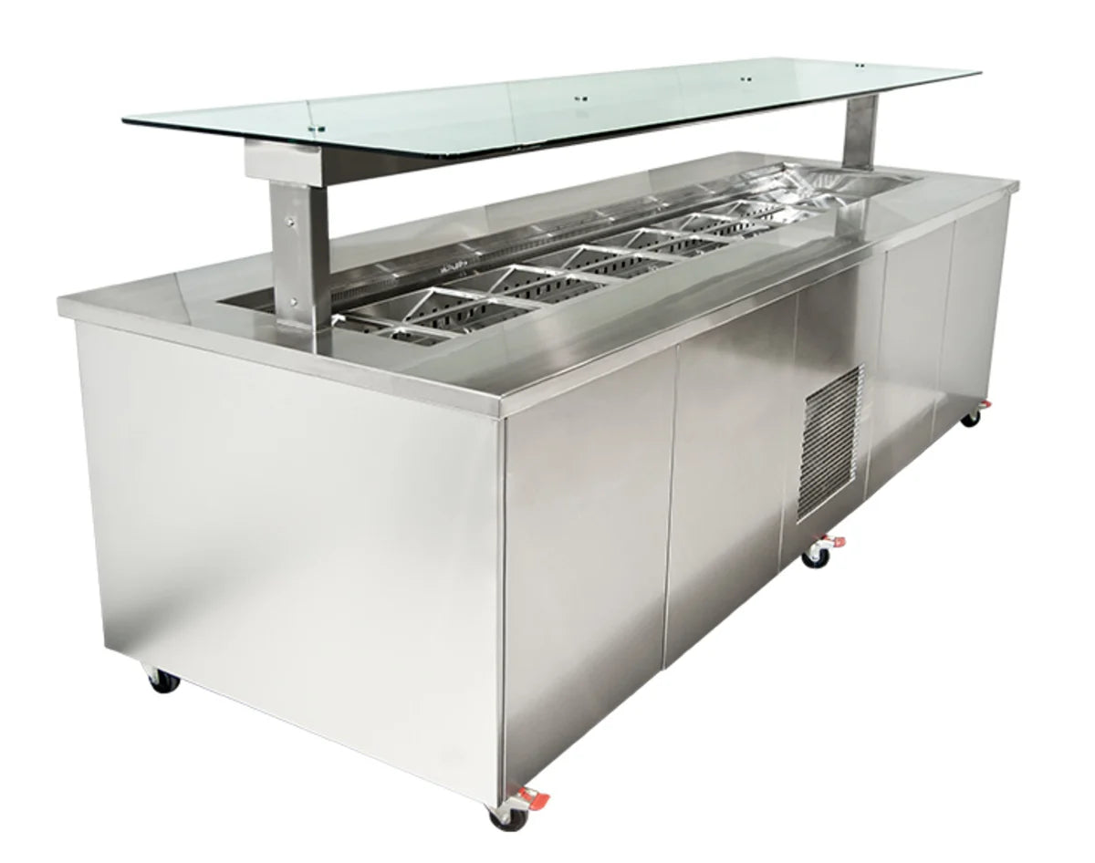 Culinaire Mobile Refrigerated Island Buffet - Stainless Top and Stainless Steel Panels Refrigerated Buffet