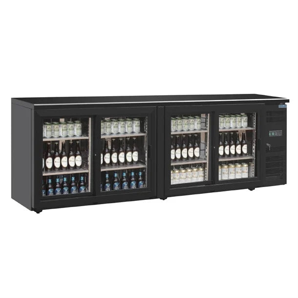 Polar U-Series Four Door Back Bar Display Cooler - 320W. Sliding doors. R600a