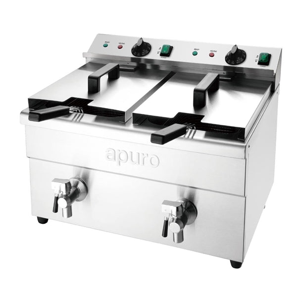 Apuro Twin Tank Induction Fryer - 2x7.5ltr - 2x3kW - 2x3kW. Oil Capacity 2x 7.5Ltr