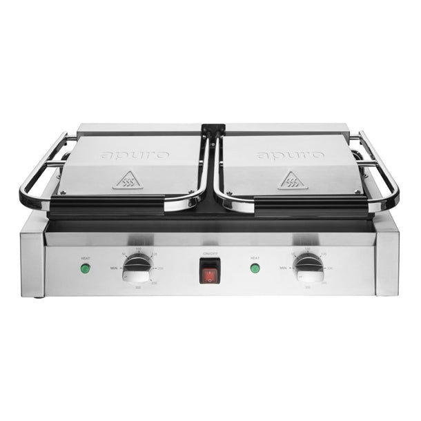 Apuro Bistro Double Ribbed Contact Grill - Power: 2.9kW | Double grill | Ribbed upper & lower plates