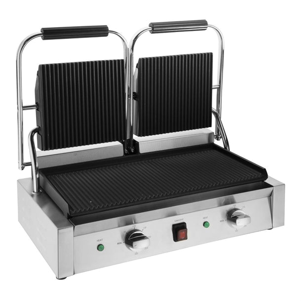 Apuro Bistro Double Ribbed Contact Grill - Power: 2.9kW | Double grill | Ribbed upper & lower plates