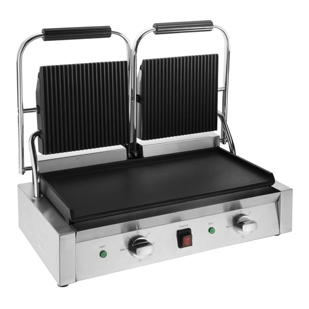 Apuro Bistro Double Contact Grill - Power: 2.9kW | Double grill | Flat upper & ribbed top plates