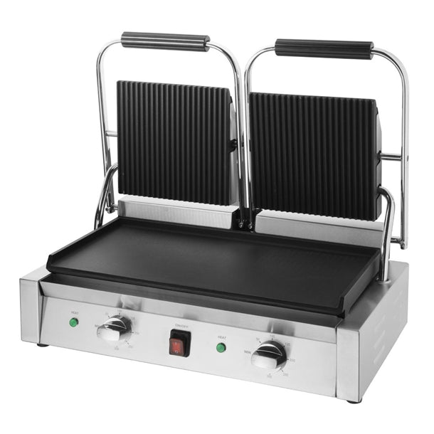 Apuro Bistro Double Contact Grill - Power: 2.9kW | Double grill | Flat upper & ribbed top plates
