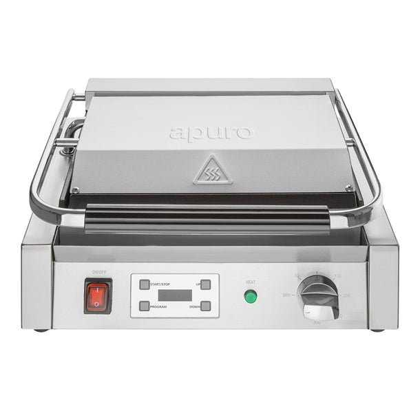Apuro Extra Large Contact Grill Ribbed & Flat Plate - 2.5kW | Flat base, ribbed top | Width: 430mm