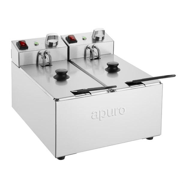 Apuro Twin Tank Fryer - 2x3Ltr - 2x2kW - 2x2kW | Oil Capacity: 2x3Ltr