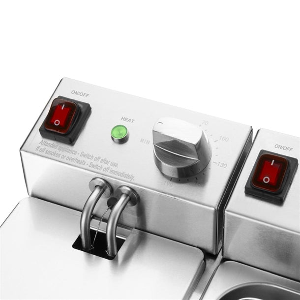 Apuro Twin Tank Fryer - 2x3Ltr - 2x2kW - 2x2kW | Oil Capacity: 2x3Ltr