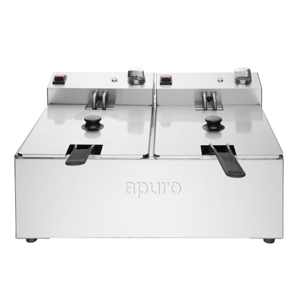 Apuro Twin Tank Fryer - 2x5Ltr - 2x2.8kW - 2x2.8kW. Oil Capacity:2x5Ltr