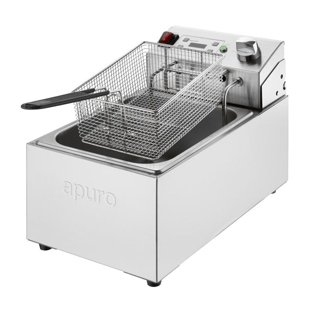 Apuro Single Electric Fryer with Timer 5Ltr - 2.8kW | Oil Capacity: 5Ltr