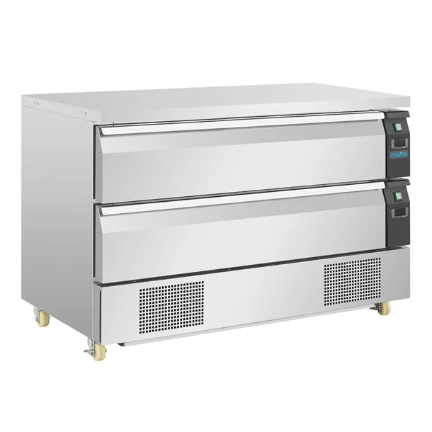 Polar U-Series Double Drawer Dual Temperature Counter Fridge Freezer 6xGN - 500W. Capacity: 6x 1/1GN. R290