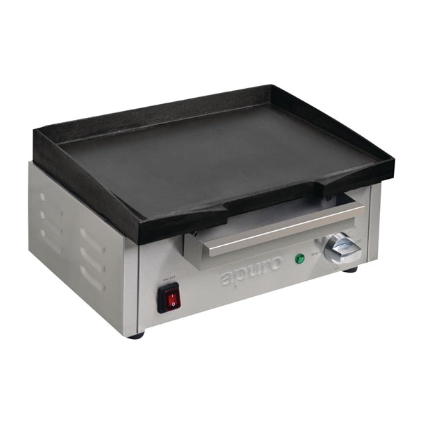 Apuro Cast Iron Countertop Electric Griddle - 1.8kW. Cooking area: 385x280mm