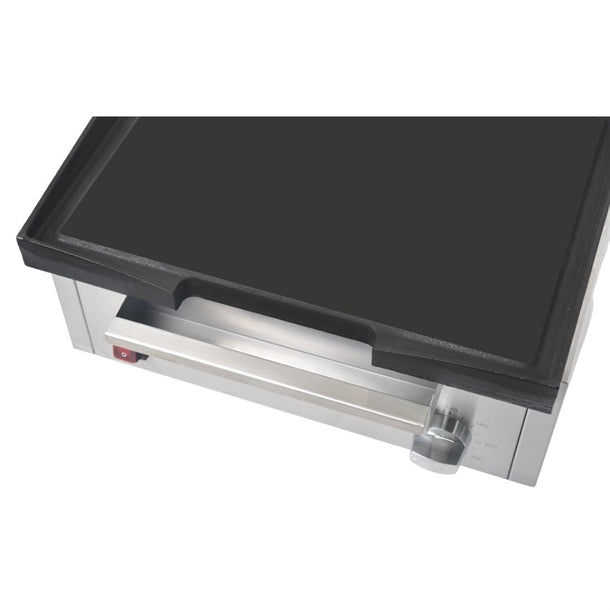 Apuro Cast Iron Countertop Electric Griddle - 1.8kW. Cooking area: 385x280mm