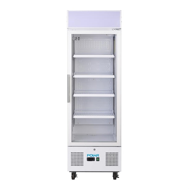 Polar G-Series Upright Display Fridge 218Ltr White - 240W. White finish. R600a