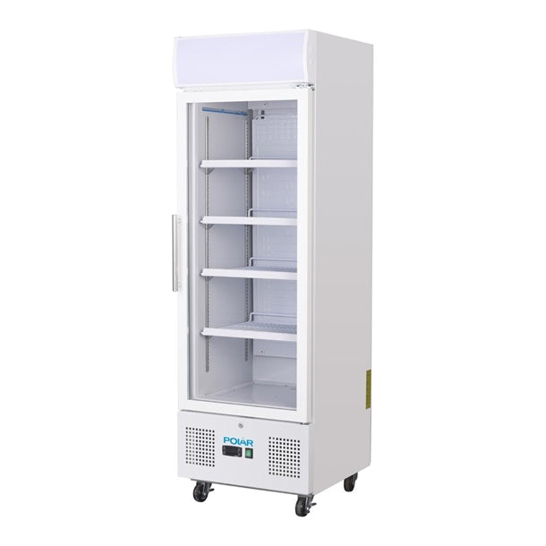 Polar G-Series Upright Display Fridge 218Ltr White - 240W. White finish. R600a