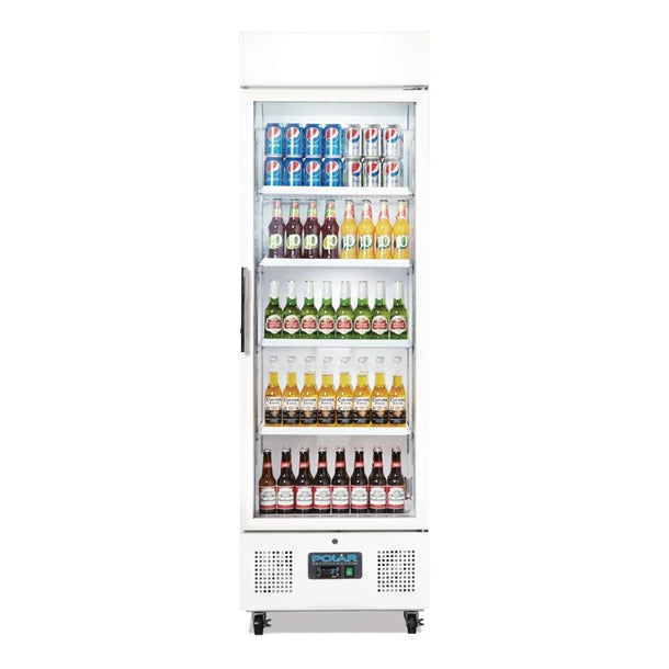 Polar G-Series Upright Display Fridge 368Ltr White - 340W. White finish. R600a