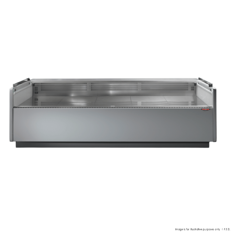 Tecnodom Serie MR80 Black 2480mm Self-serving Deli Display with Storage and Castors - TDMR-0825SELF