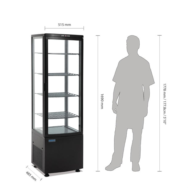 Polar C-Series Energy Efficient Curved Door Display Fridge Black 235Ltr - Width: 515mm. 375W