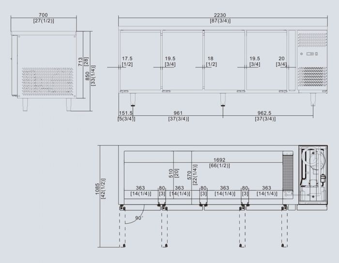 Atosa EPF3482 2 Door Under Bench Freezer 560L  2230(W)