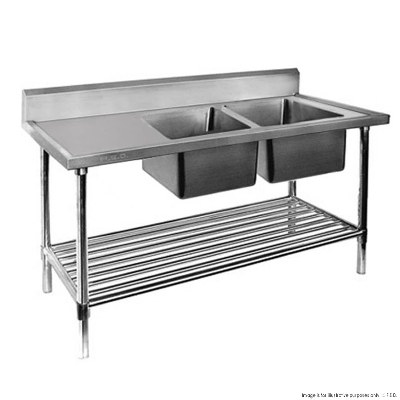 Modular System Double Right Sink Bench with Pot Undershelf - DSB6-1800R/A