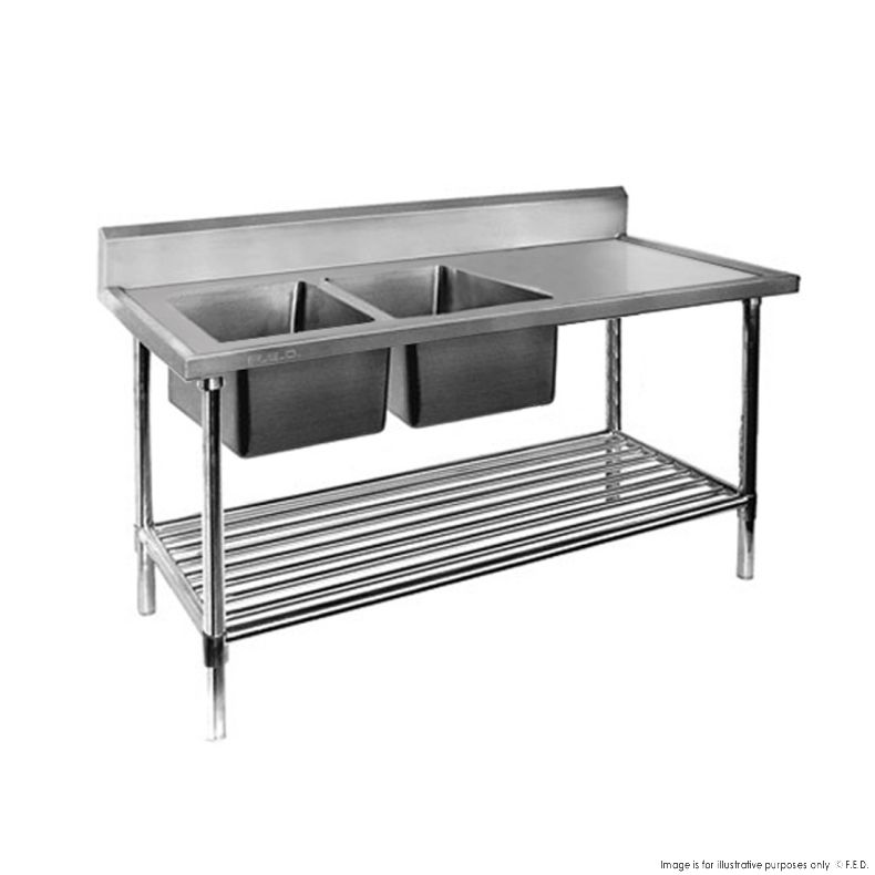 Double Left Sink Bench with Pot Undershelf DSB7-2400L/A