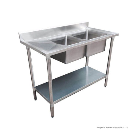 FED 1500-6-DSBR Economic 304 Grade SS Right Double Sink Bench 1500x600x900