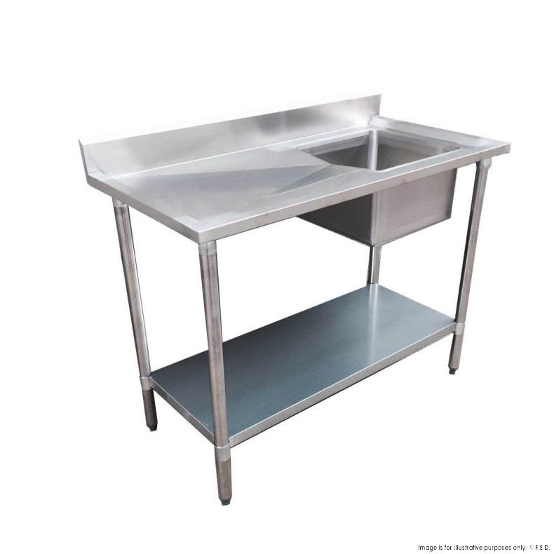 Modular System 1200-7-SSBR Economic 304 Grade SS Right Single Sink Bench