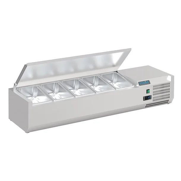 Polar G-Series Countertop Prep Fridge with Lid 5x 1/4GN - 110W. Capacity: 5x 1/4GN. R600a