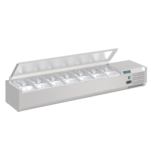 Polar G-Series Countertop Prep Fridge with Lid 7x 1/4GN - 110W. Capacity: 7x 1/4GN. R600a