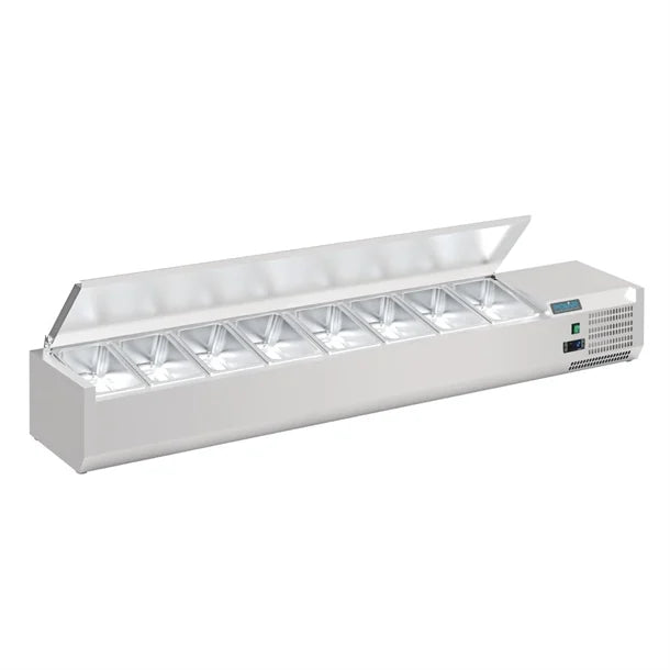 Polar FA856-A GPolar G-Series Countertop Prep Fridge with Lid 8x 1/4GN with Hard Stainless Lid 1800W