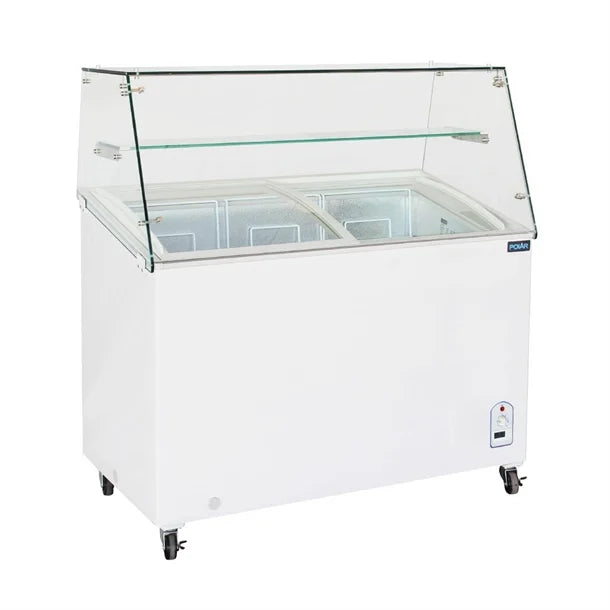 Polar G Series Display Chest Freezer 200Ltr with Glass Surround - 200W. Width: 953mm. R600a
