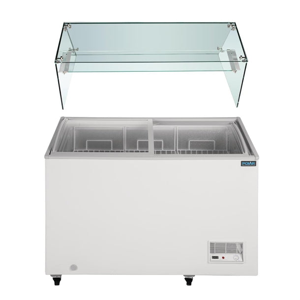 Polar G Series Display Chest Freezer 270Ltr with Glass Surround - 250W. Width: 1195mm. R290