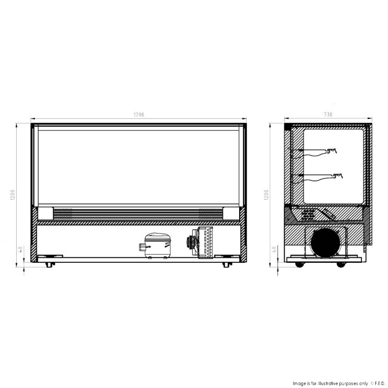 Modern 2 Shelves Cake or Food Display - GAN-1800RF2