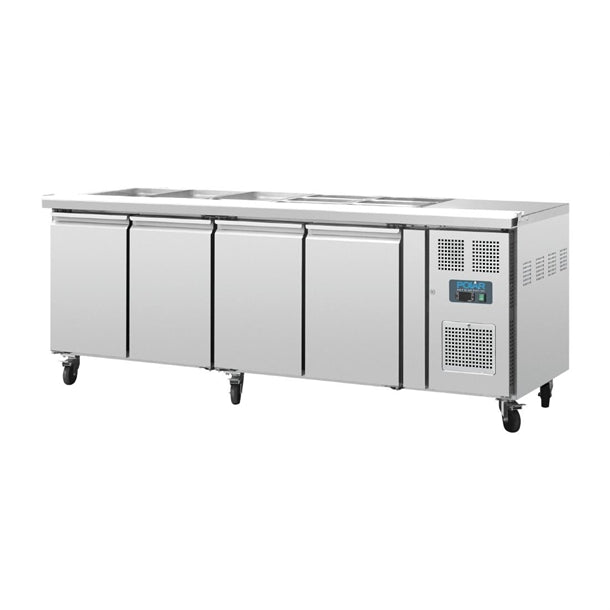 Polar 4 Door Counter Fridge - 300W. Capacity: 4x 1/1 GN. R600a