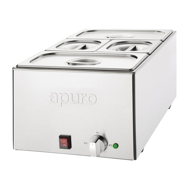 Apuro Bain Marie with Pans - 1.2kW Wet Heat. 2x GN 1/3 & 2x GN 1/6 pans included