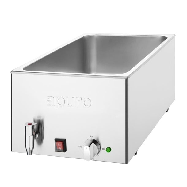 Apuro Bain Marie with Tap without Pans - 1.2kW Wet Heat with Drain Tap. Capacity: 1x GN 1/1