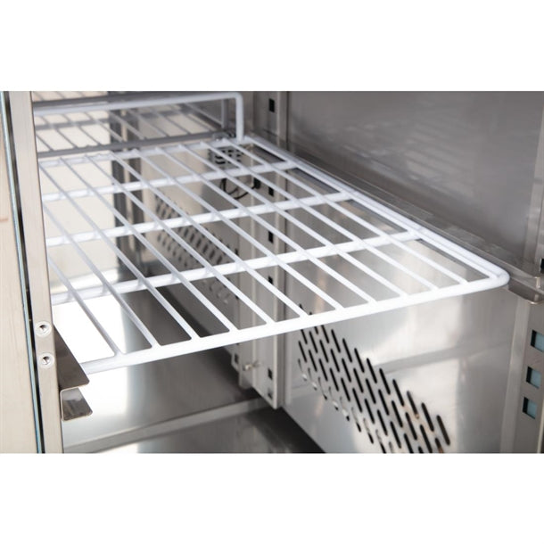 Polar U-Series Slimline Four Door Counter Fridge 449Ltr - 230W. Total usable capacity: 398 Ltr. R600a