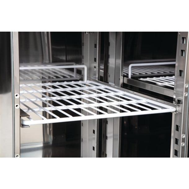 Polar U-Series Slimline Four Door Counter Fridge 449Ltr - 230W. Total usable capacity: 398 Ltr. R600a