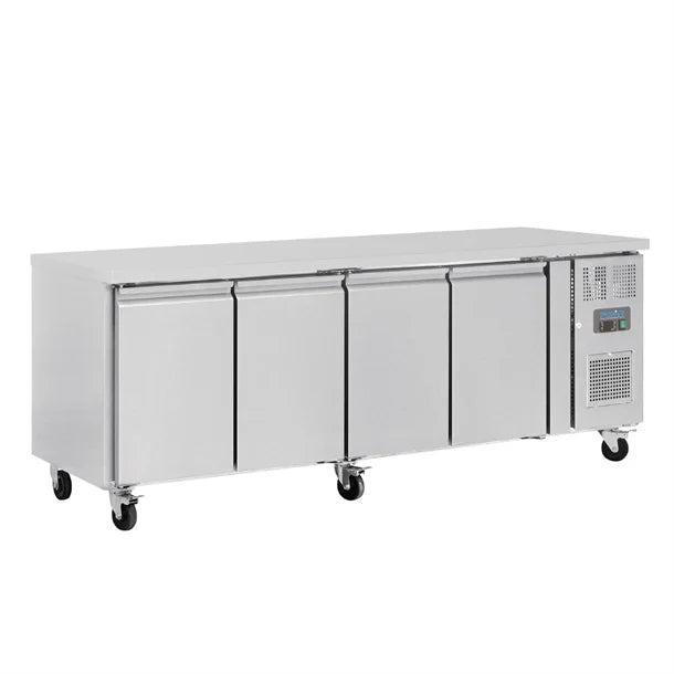 Polar U-Series Slimline Four Door Counter Fridge 449Ltr - 230W. Total usable capacity: 398 Ltr. R600a