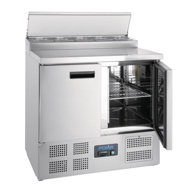 Polar G-Series Pizza Prep Counter Fridge 254Ltr - 155W. Stainless steel worktop. R600a