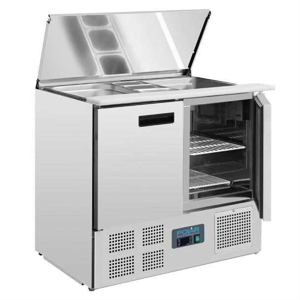 Polar G-Series Saladette Counter Fridge 240Ltr - 155W. 2x1/1GN + 3x 1/6GN. R600a